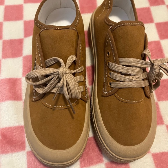 Brown Suede Sneakers with Tan Laces - Picture 1 of 4
